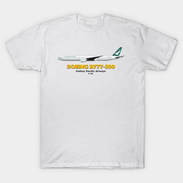 Boeing B777-300 - Cathay Pacific Airways T-Shirt by TheArtofFlying
